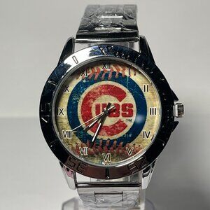 Chicago Cubs MLB Team Logo Men's Stainless-Steel Silver Watch NEW